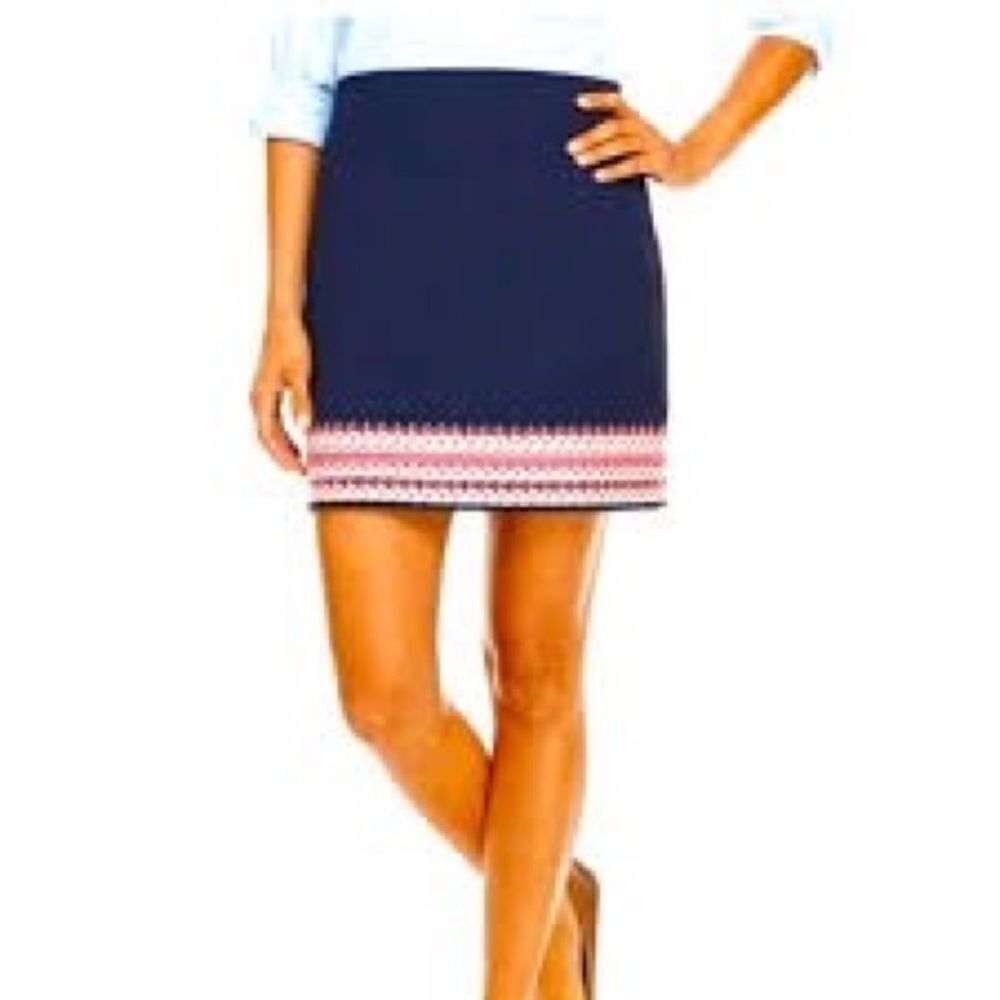 NWOT Vineyard Vines Nautical Navy Embroidered Mini Skirt Sz 14 * Host Pick *